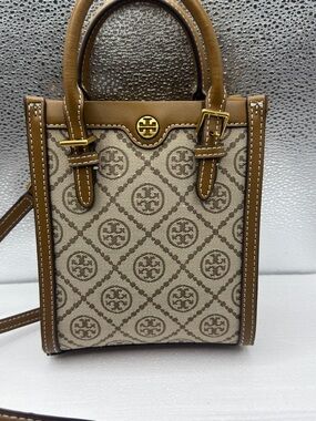 Tory Burch Tan & Beige Logo Canvas Mini Tote- NWOT